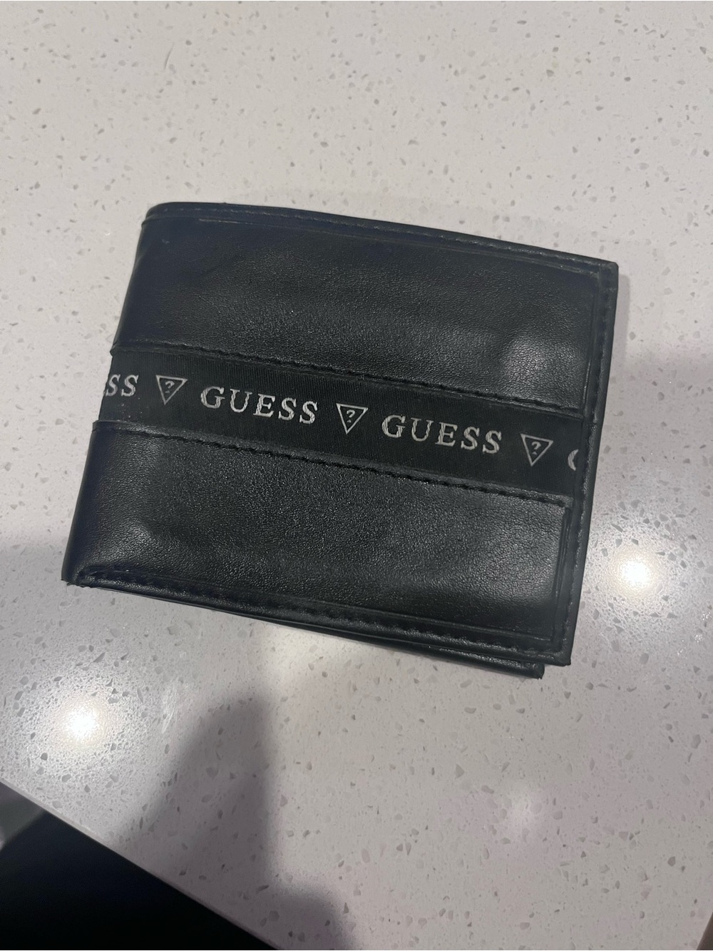 GUESS Black Trifold Card & Key Holder with Branded Band